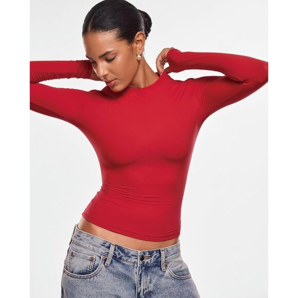 Women's Slim Fit Long Sleeve Shirt Polyamide Elastane Casual Layering - Picture 2 of 5